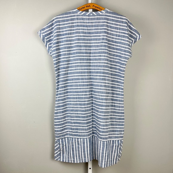 Athleta Stripe Barbados Dress Womens L Blue‎ White Stripe Pockets Nautical - Picture 5 of 7